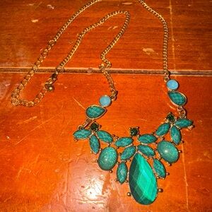 Teal & Gold-Tone Statement Necklace